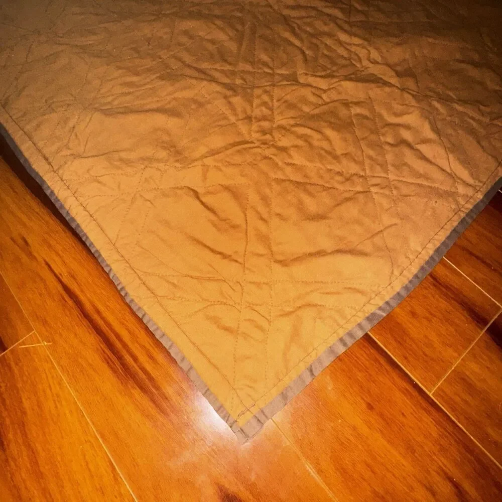 Vintage Handmade Lone Star Quilt Brown Orange Hand Quilted Bedspread Queen Large